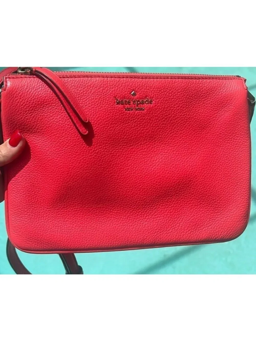 Kate Spade Coral Leila Triple Gusset Adjustable Strap Leather Crossbody